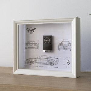 Décoration Corvette C6 clé encadré - Blueprint avec NFC
