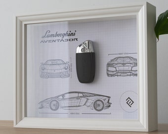 Décoration Lamborghini Aventador clé encadré - Blueprint avec NFC