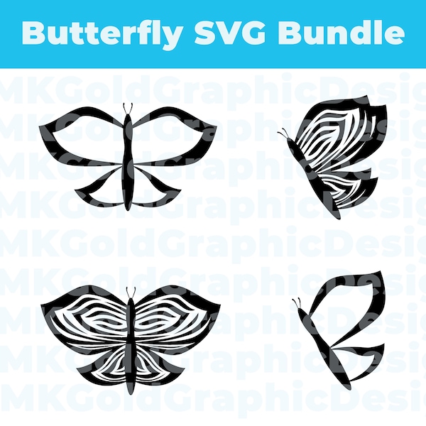 Vlinder SVG bundel Minimale vlinder clip art Kleine tattoo ontwerp Zebra strepen vlinder Bewerkbare vector vlinders pakket SVG schattige kunst