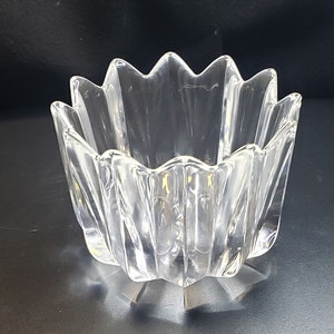 Vintage 1980s Signed Orrefors Fleur Pattern Crystal Bowl