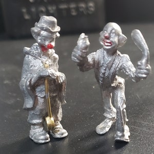 TWO Rare Blackinton Fine Pewter Clown Figurines