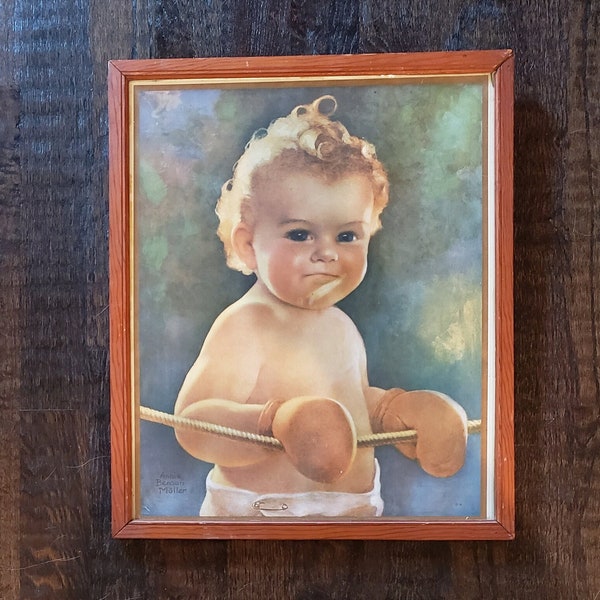 1930s Annie Benson Muller | Vintage Print | Boxing | Baby | Baby Boxing | Weird & Unusual | Rare | "The Pugilist"