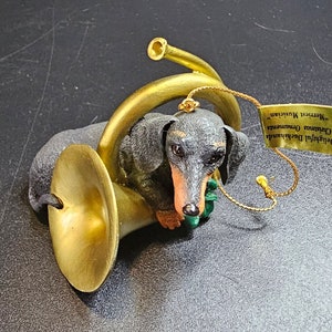 Danbury Mint | Delightful Dachshunds | Christmas Ornament | Merriest Musician | Dog with a Tuba