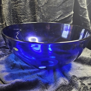 Handmade Cobalt Blue Art Glass Bowl | Signed | Dated | Unusual