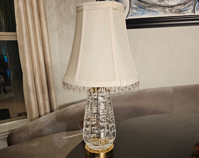 Vintage Waterford Crystal Bedside Lamp Marked Waterford With Lampshade