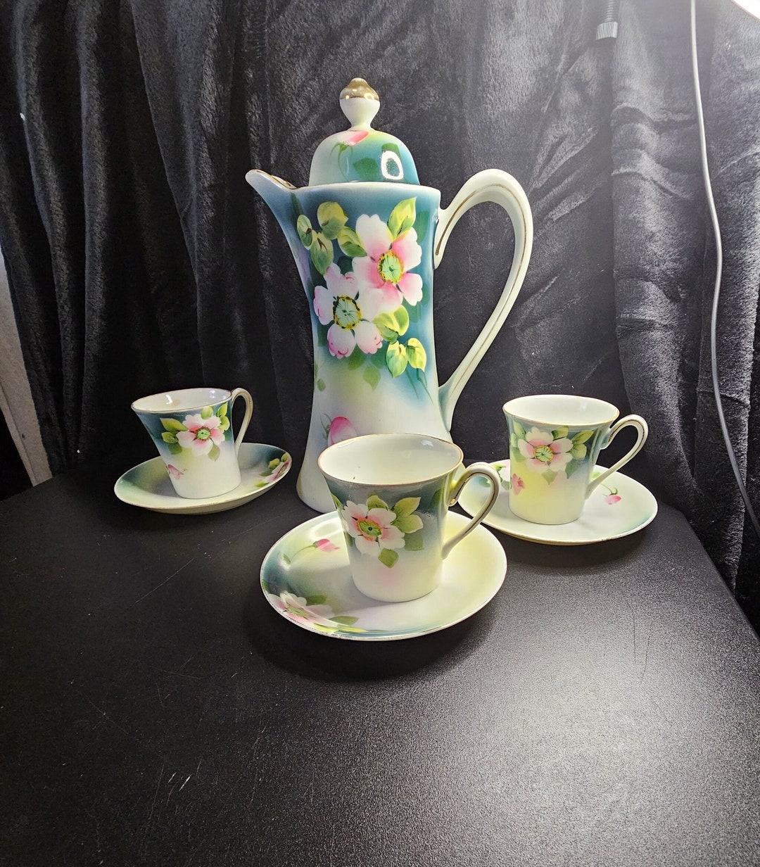 Antique Nippon Chocolate Set Rising Sun Mark 19111929 Handpainted