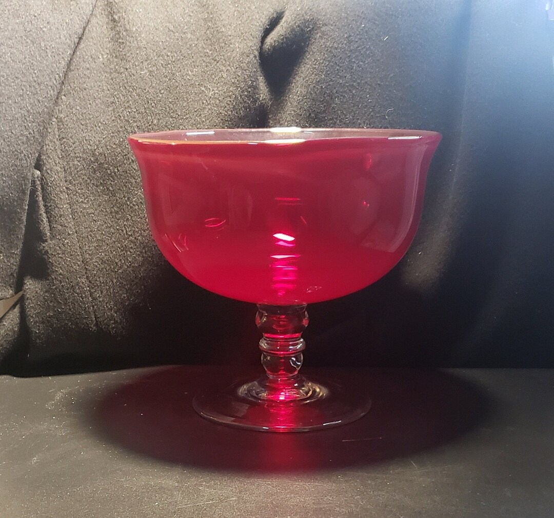 Vintage Large Ruby Red Centerpiece Bowl Etsy