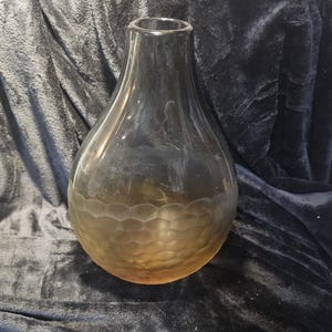 Large Amber Glass Vase | Amber to Smoke | Hexagonal Texturing