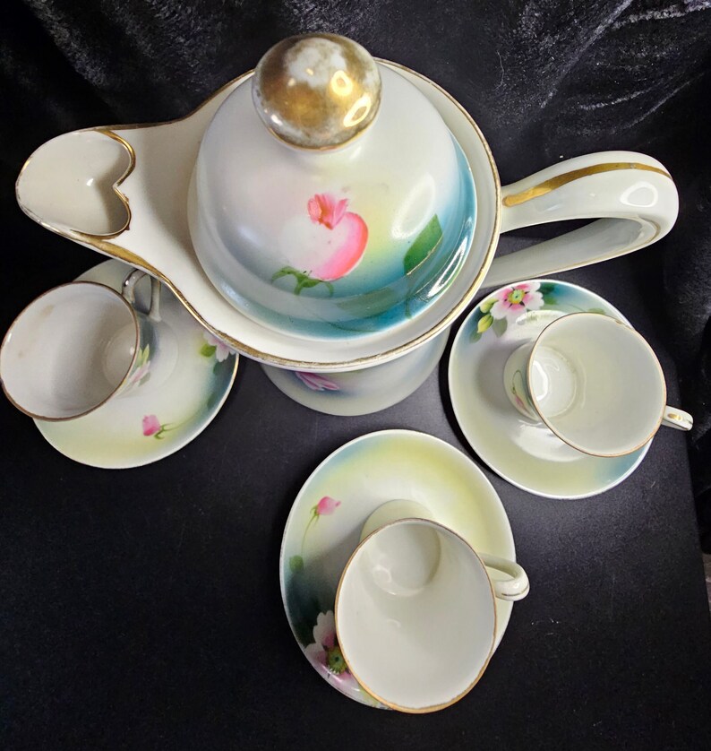 Antique Nippon Chocolate Set Rising Sun Mark 19111929 Etsy