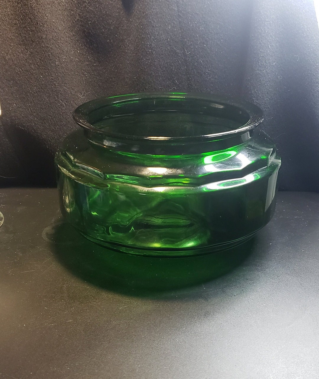 RARE Green ANCHOR HOCKING Fish Bowl 19401960 Vintage Emerald Green