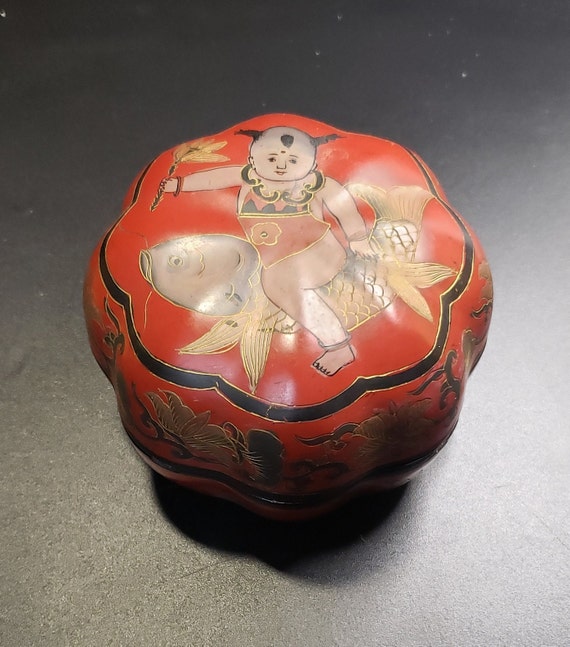 小物入れ Large OP Art Lacquer Box Lacquer Box B Orange