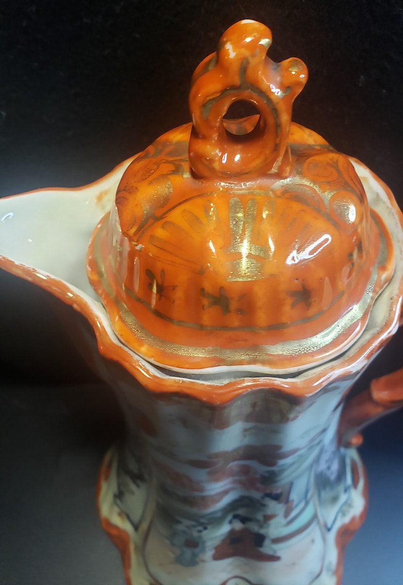 Antique Japanese Kutani Porcelain Chocolate Pot / Coffee Pot Hand