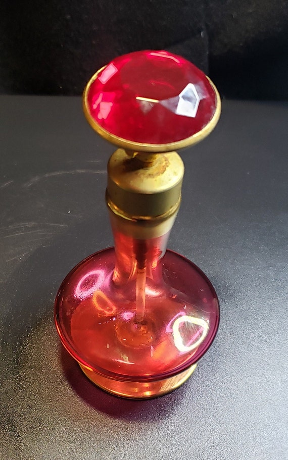 1950's Vintage Ruby Cranberry Red Perfume Atomize… - image 2