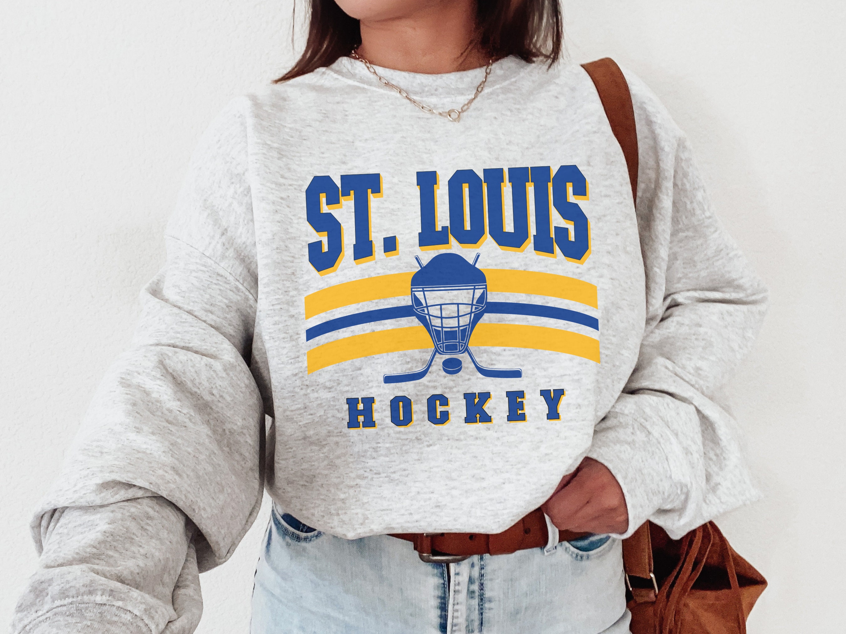 Women's Support St. Louis Blues Hockey Print Sweatshirt