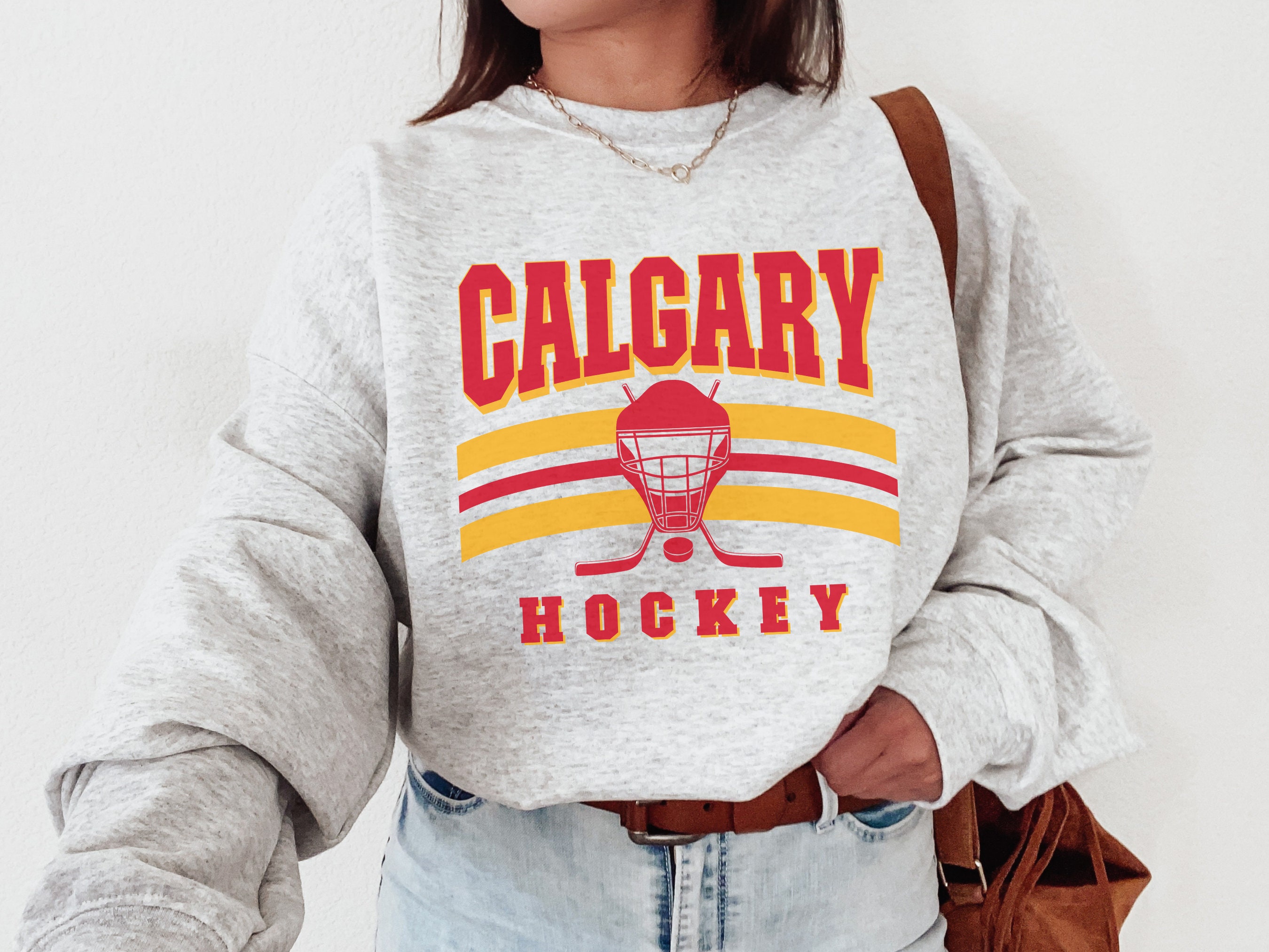 CustomCat Calgary Flames BLASTY Retro Crewneck Sweatshirt Black / XL