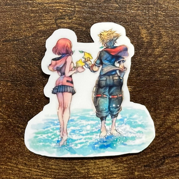 Kairi and Sora Beach Kingdom Hearts Sticker (Waterproof-Excellent Adhesive- Holographic option)