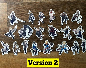Version 2: Cloud Sephiroth Aerith Tifa Yuna Noctis Squall and Many More Stickers (Waterproof-Excellent Adhesive-HOLOgraphic Option)