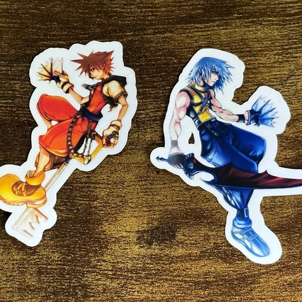 Kingdom Hearts Chain of Memories Sora and Riku Stickers (Waterproof-Excellent Adhesive-Holographic Option)