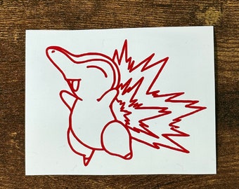 Happy Cyndaquil Vinyl Decal (Choose the size, Choose the Color)