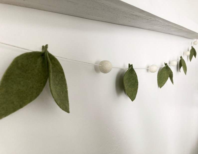 Leaf Felt Garland Felted Wool Leaf Garland Green Leaf Etsy