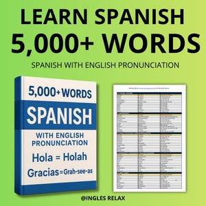 5000+ Words Learn Spanish with pronunciation Sheets& Cards, Spanish Pronunciation, Learn Spanish, Beginner and Intermediate.