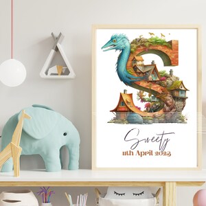 Personalised Fantasy Theme Monogram, Woodland Animal Name Sign, Girl Boy Nursery Decor, Baby Shower Gift, Digital Name Sign, Nursery Decor