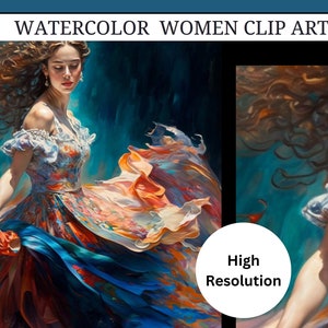 WaterColor Women Portrait | High Quality Pngs - Digital Paper Craft, Clipart Pack, Journaling, Apparel, Wall Art & More - Instant Download