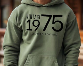 1975 Hoodie For Men 1975 Sweatshirt Birthday Year Sweater for Women 50th Birthday Gift Custom Year Sweatshirt Funny 50 Year Old Birthday Tee