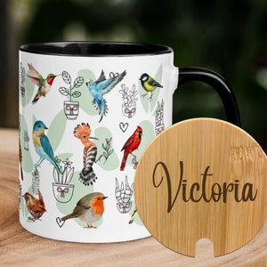 Custom Plant Bird Mug Bird Coffee Cup Hummingbird Songbirds Mug Birdwatching Mug Bird Nerd Gift Bird Lover Mug Camping Mug cute Birdwatcher