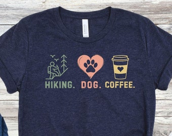 Senderismo perro amante del café camisa divertida senderismo camiseta bosque camper camisa perro amante regalo para escalador camping senderismo camisa para perro mamá regalo al aire libre