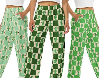 Premium Women's Checkered Funny Pickle Pajama Pants, Unique Gift for Pickle Lovers, Cozy Loungewear for Trendy Relaxation, Nightwear Gift