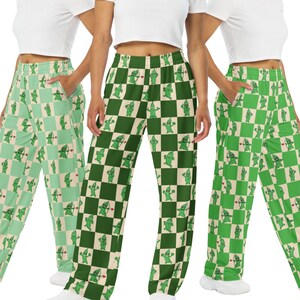 Premium Women's Checkered Funny Pickle Pajama Pants, Unique Gift for Pickle Lovers, Cozy Loungewear for Trendy Relaxation, Nightwear Gift