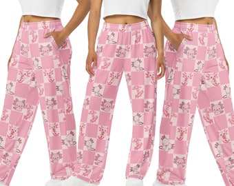 Grappige Axolotl pyjamabroek voor vrouwen, Axolotl minnaar cadeau, dierenliefhebber pyjamabroek, schattige geruite nachtkleding, schattig Kawaii Axolotl cadeau