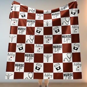 Custom Checkered Nurse Blanket, Personalized Nurse Gift, Nurse Name ...