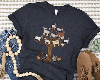 Chicken and Goat Shirt, Cute Chicken TShirt, Farm Animal Shirt, Chicken Lover Farmer Gift, Nature Lover T-Shirt, Goat Fall Shirt For Women
