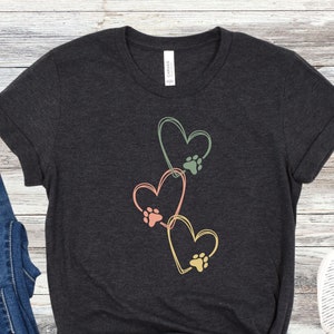 Dog Paw With Heart Tee, Dog Lover Gift for Women, Paw Print Shirt, Pet Lover Shirt, Dog Mom Tee, Animal Lover Gift, Cat Lover Gift TShirt