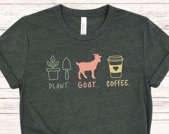 Getkaffeälskare, söt getälskare, bondflicka, rolig get-t-shirt för kvinnor, present till getkaffemamma, get- och växtälskare