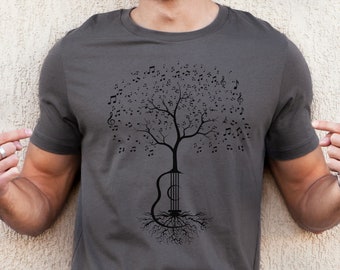 Gitarren-Shirt für Männer, Naturmusik-Gitarren-T-Shirt, Musiklehrer-Hemd, Musiker-Geschenk-T-Stück, Gitarrenspieler-Hemd, cooles Band-Musikliebhaber-Hemd