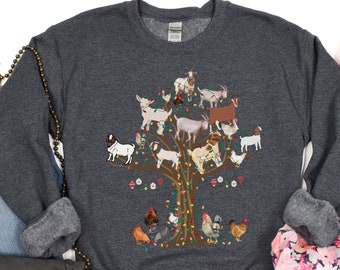Christmas Chicken Goat Farm Animal Sweatshirt