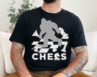 Funny Bigfoot Chess Shirt Gift for Chess Lover TShirt Gift For Men Funny Chess T-Shirt Bigfoot Gift For Boyfriend Funny Chess Shirt For Her