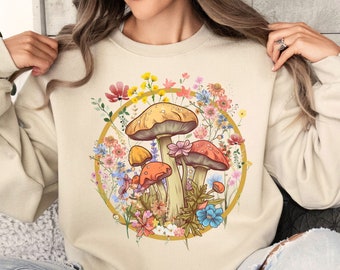 Cottagecore Mushroom Botanical Wildflower Nature Lover Shirt