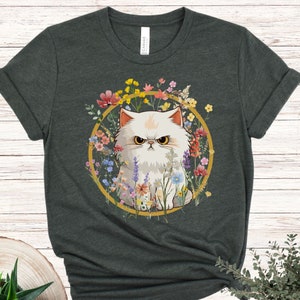Persian Cat Shirt, Floral Persian Cat Shirt, Persian Cat Gift For Mom Persian Cat Lover Shirt, Cute Cat Lover T Shirt Cottage Core Cat Shirt