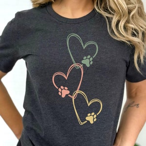 Dog Paw Shirt For Dog Lover Gift for Women, Heart Paw Print T Shirt, Pet Lover Shirt, Dog Mom Tee, Animal Lover Gift, Cat Lover Gift TShirt