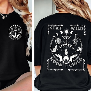 Stay Wild Moon Sudadera infantil Fases lunares místicas Sudadera con capucha Suéter celestial Astrología Astronomía Sudadera con capucha espiritual La carta del tarot de la luna Regalo