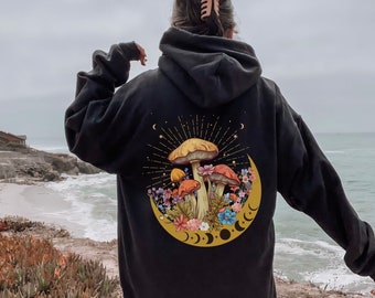 Cottage Core Mushroom Sweatshirt, Mushroom Hoodie, Spiritual Sweatshirt, Wildflower Mushroom Gifts, Spiritual Hoodie, Magic Mushroom Sweater