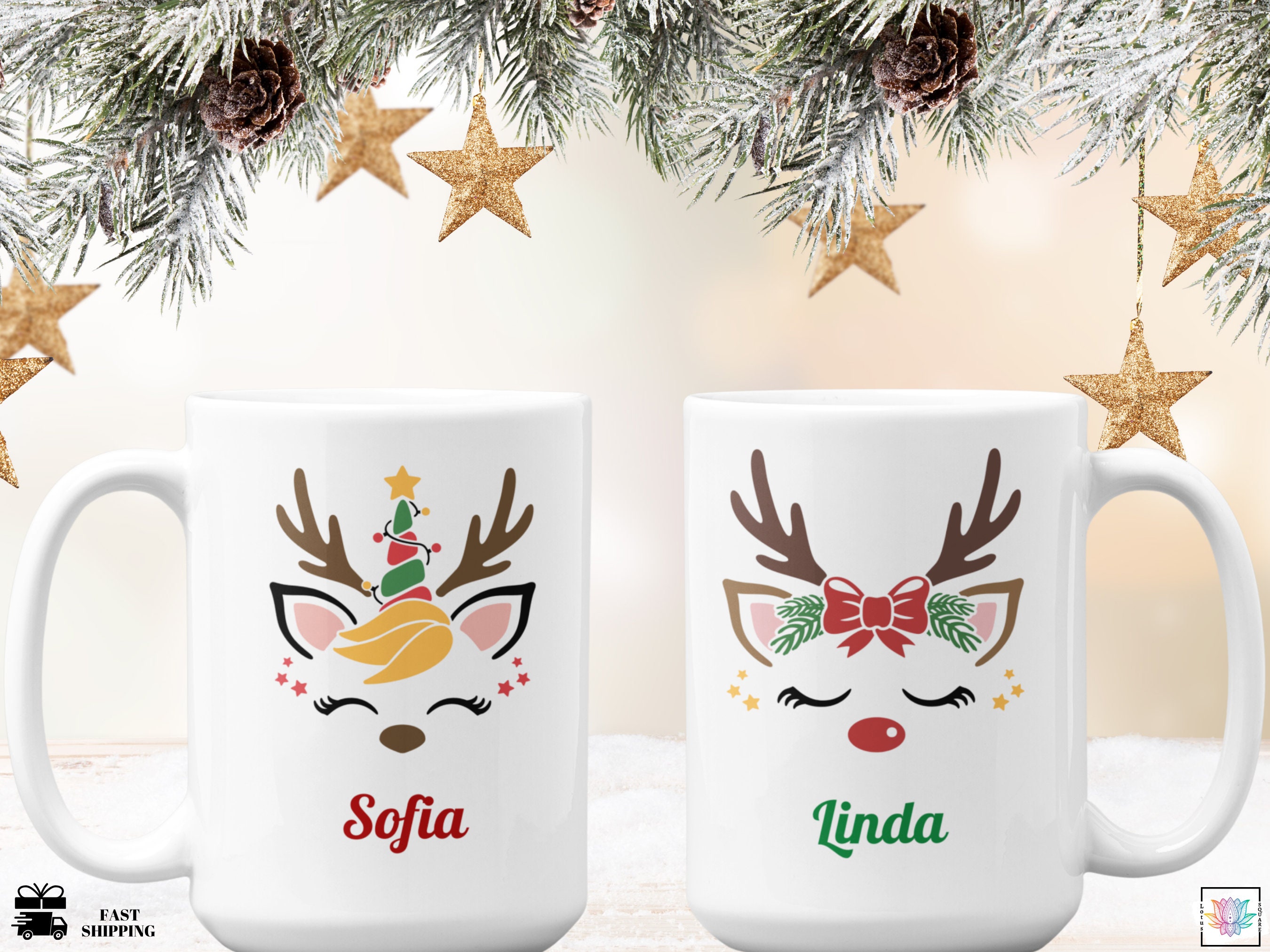 Taza de Navidad de ciervos, Regalo de navidad de nombre personalizado,  Regalo de navidad de renos para niños, Taza de reno de feliz navidad,  Vacaciones de Navidad para niños -  México