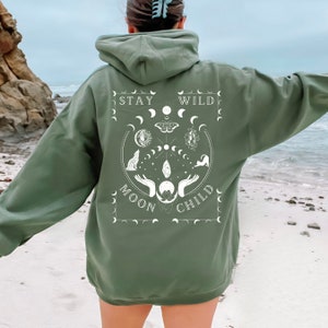 Tarot Carta Sudadera Stay Wild Moon Niño Camisa Mística Fases de la Luna Sudadera Celestial Suéter Astrología Astronomía Sudadera Espiritual La Luna