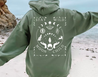 Tarot Card SweatShirt Stay Wild Moon Child Shirt Mystical Moon Phases Hoodie Celestial Sweater Astrology Astronomy Spiritual Hoodie The Moon