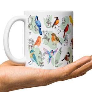 Bird Mug Plant Bird Coffee lover Gift Hummingbird Songbirds Mug Birdwatching Mug Bird Nerd Gift Bird Lover Mug Camping Mug cute Birdwatcher