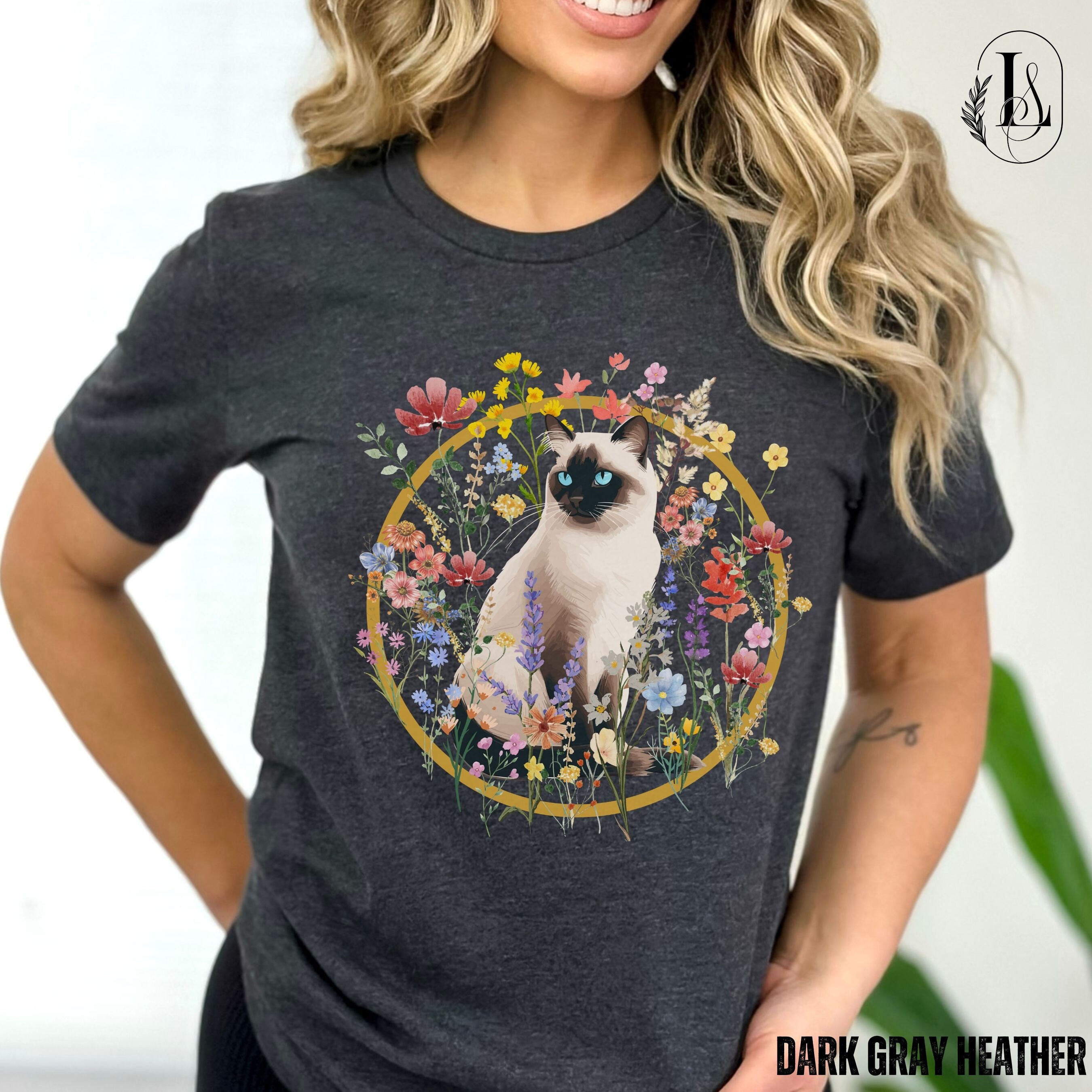 Siamese Cat Shirt, Floral Cat Shirt for Women, Siamese Cat Gift for Mom ...